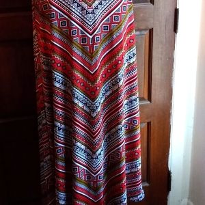 A plus size beautiful bold print maxi skirt